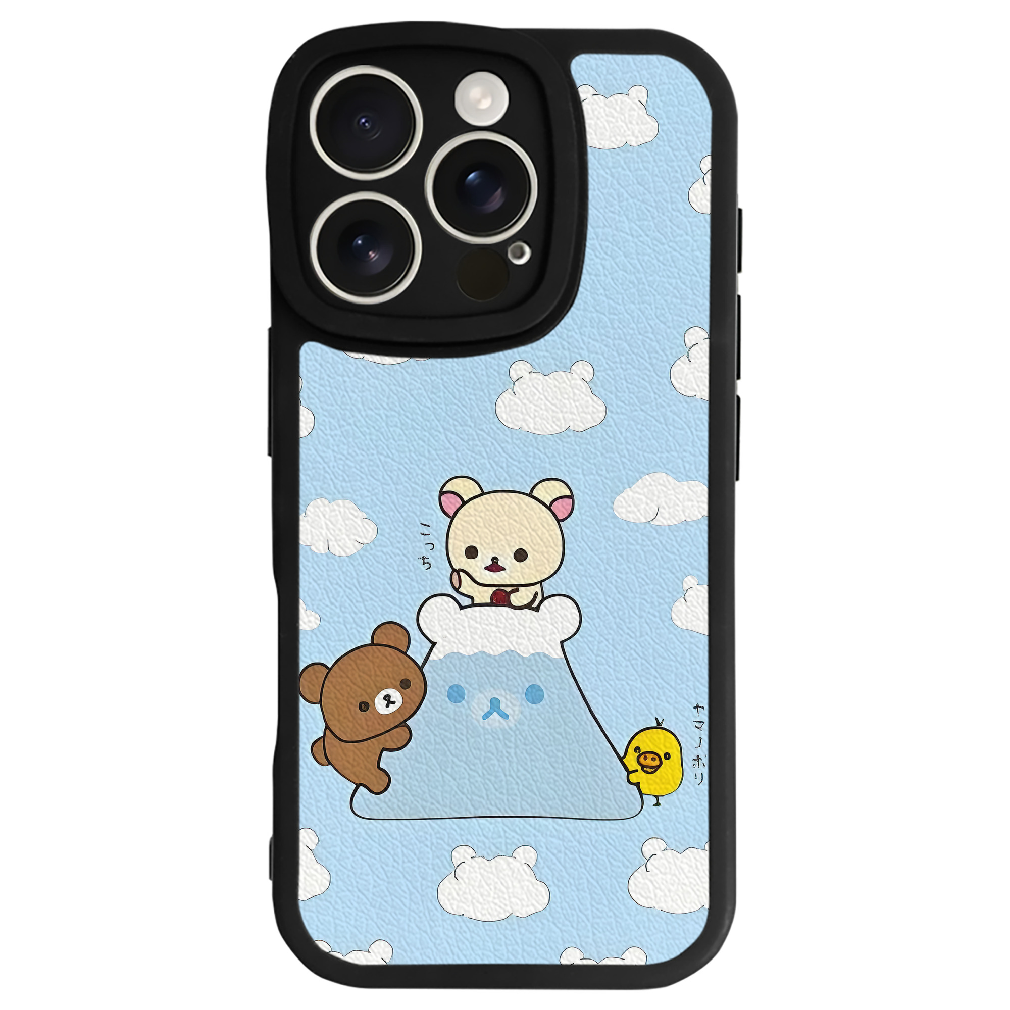 （画像用） リラックマ リラックマ キイロイトリ Rilakkuma Korilakkuma Kiiroitori 【iPhone 16シリーズ対応】シリコンスマホケース（レザー調） 材質：シリコン